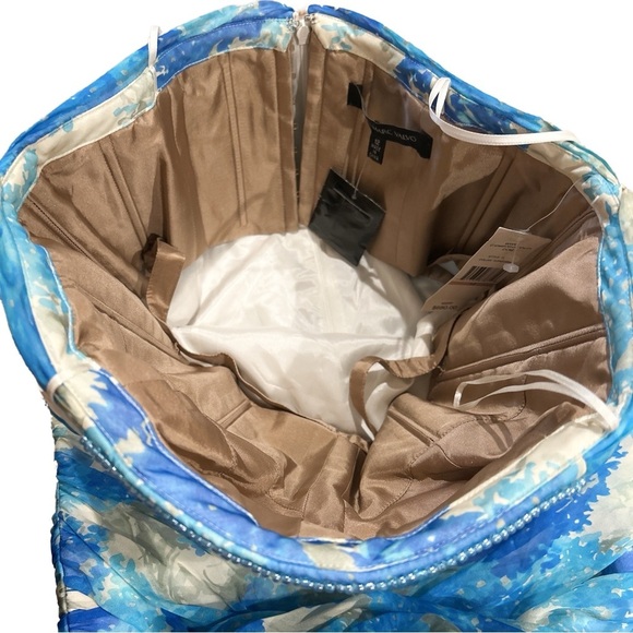 NWT Carmen Marc Valvo Silk Formal Mini Dress Sleeveless Beaded Applique Size 12 - Picture 8 of 12